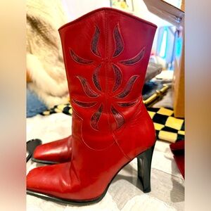 Charles David Red Heeled Boots